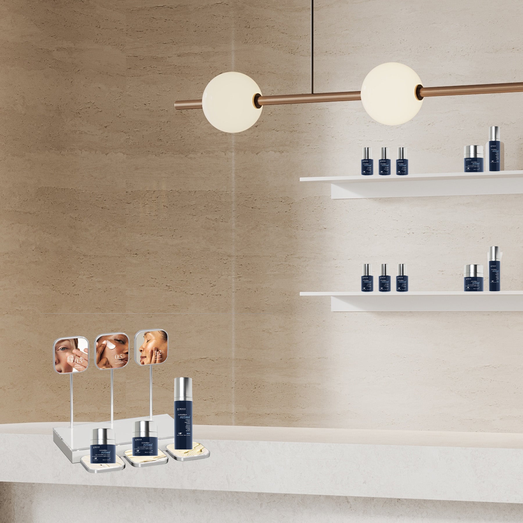 AGELESS+ retinol Crème Counter Tester Display