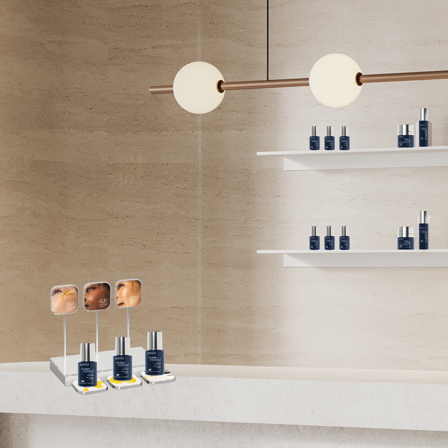 AGELESS+ retinol Serum Counter Tester Display