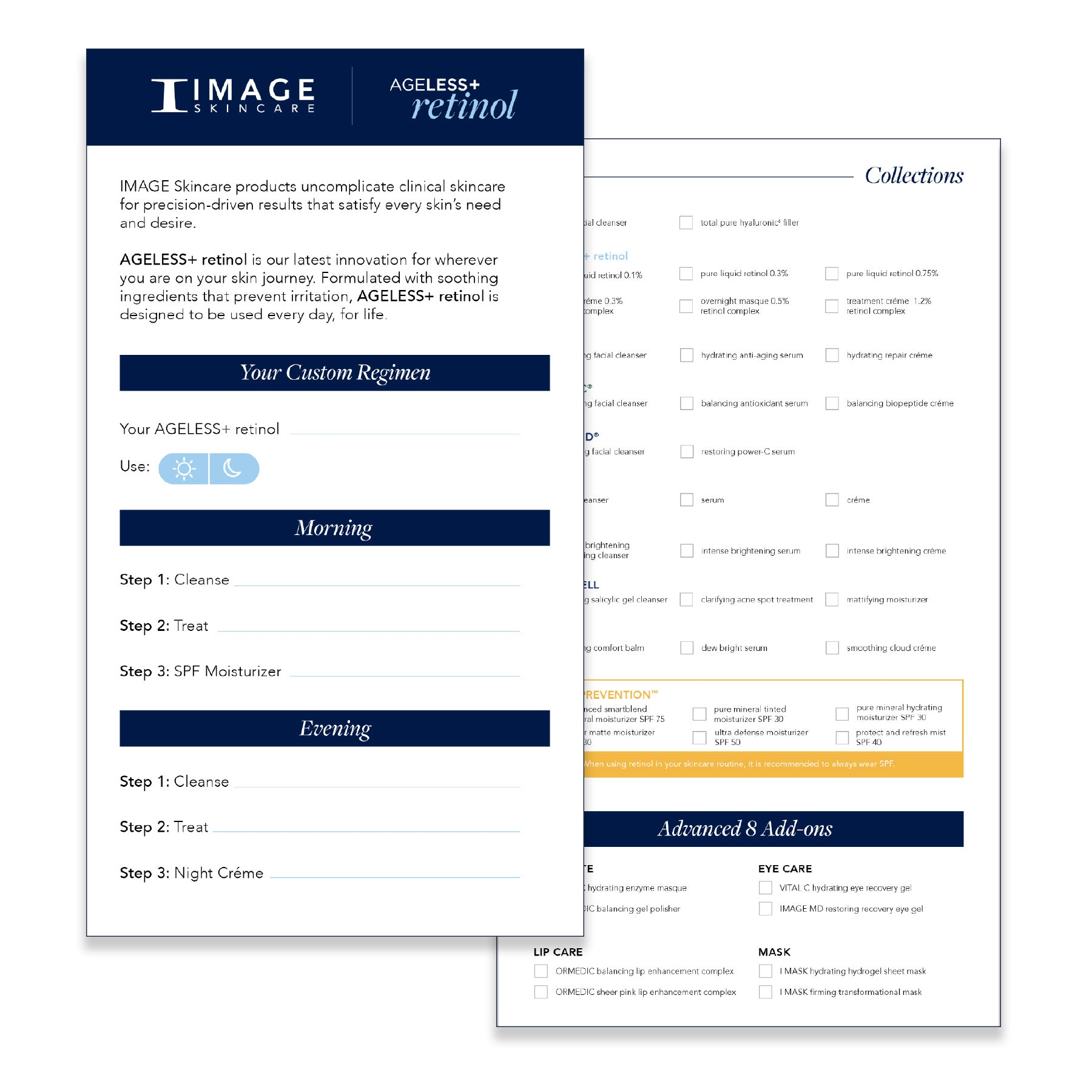 AGELESS+ Retinol Regimen prescription pad