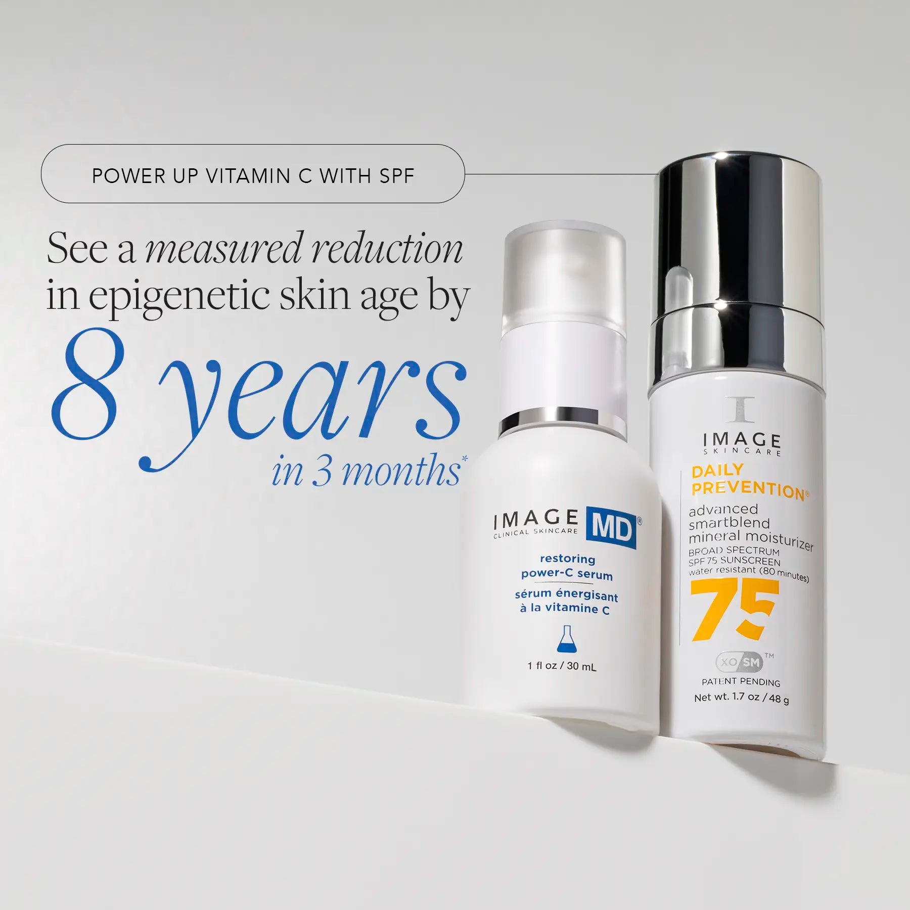 power c serum with DAILY PREVENTION spf shot