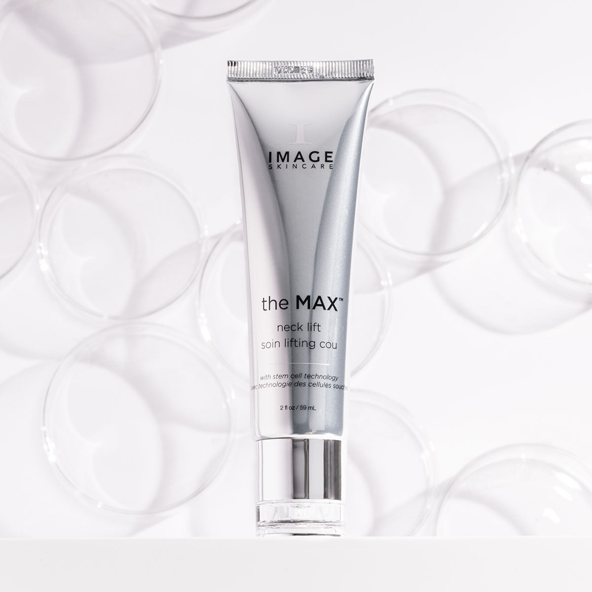 the MAX neck lift tube on a background of bubbles